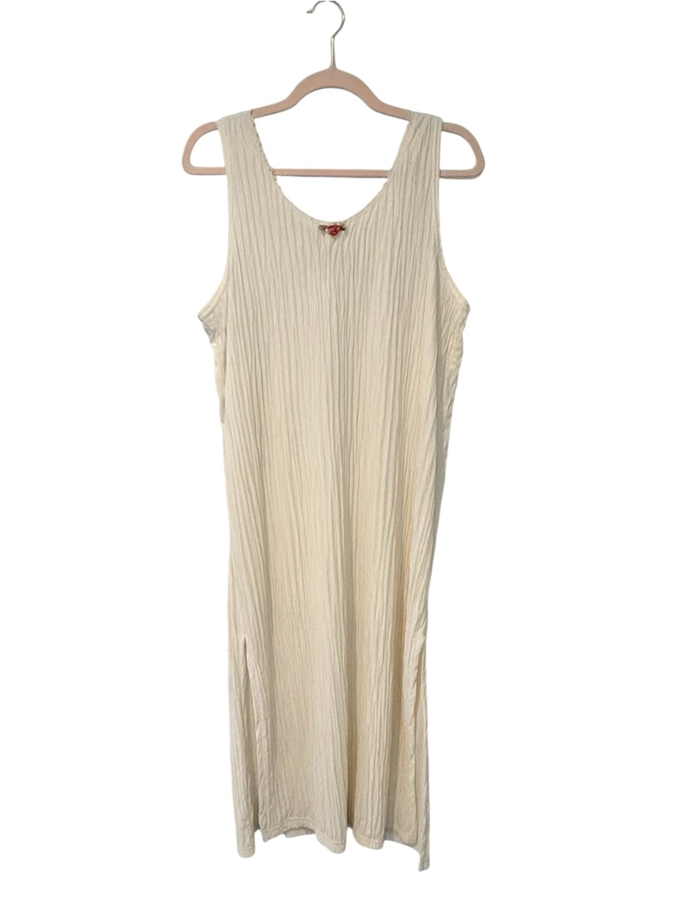 Vintage Victoria’s Secret Cream Crinkle Slip Dress Nightgown Sleeveless‎ Size L